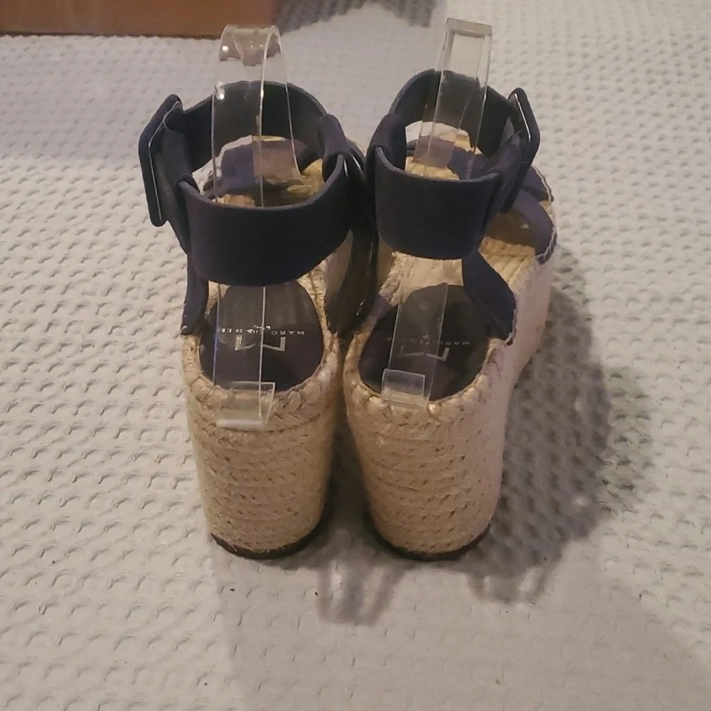 Marc Fisher Navy Blue Suede Espadrilles Size 8W (#25)